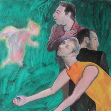 Pittura intitolato "viens dans mes bras" da Yveline Tainmont, Opera d'arte originale, Olio Montato su artwork_cat.