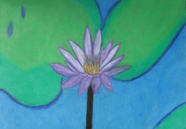 Peinture intitulée "Lotus Bleu" par Yveline Tyaketou - Roquet, Œuvre d'art originale, Pastel