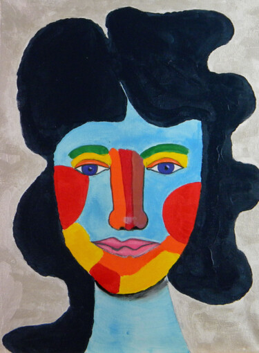 Peinture intitulée "Portrait de femme a…" par Yvelise Séraphin, Œuvre d'art originale, Acrylique