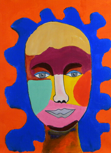 Peinture intitulée "Portrait de femme e…" par Yvelise Séraphin, Œuvre d'art originale, Acrylique