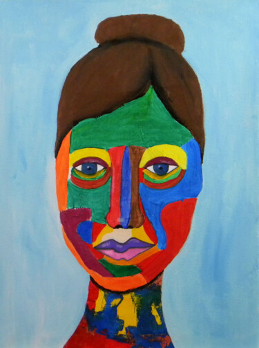 Peinture intitulée "Visage de femme Art…" par Yvelise Séraphin, Œuvre d'art originale, Acrylique