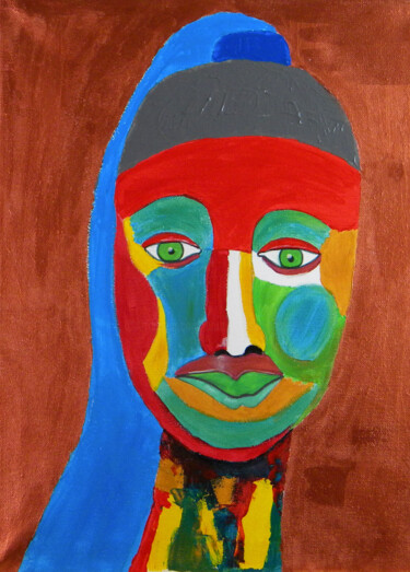 Peinture intitulée "Une femme à l'expre…" par Yvelise Séraphin, Œuvre d'art originale, Acrylique