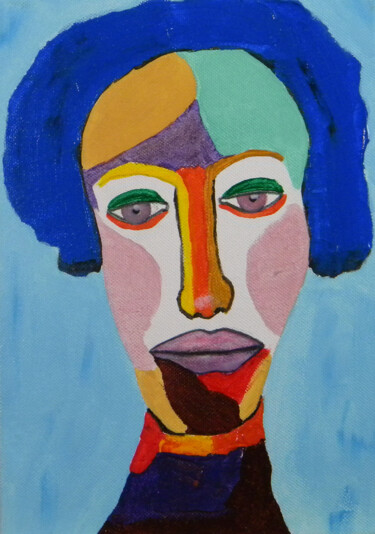 Painting titled "Portrait Art modern…" by Yvelise Séraphin, Original Artwork, Acrylic