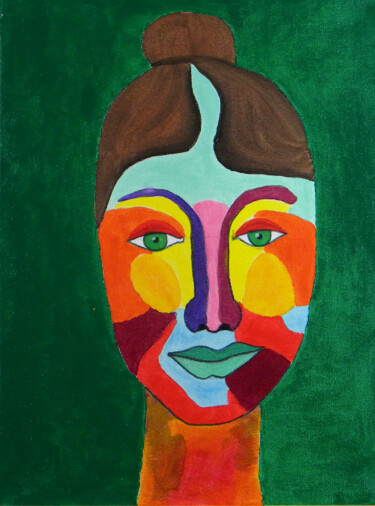 Peinture intitulée "Orine Visage coloré…" par Yvelise Séraphin, Œuvre d'art originale, Acrylique