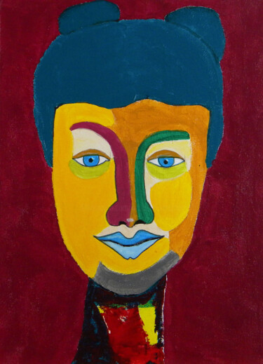 Peinture intitulée "Darina Portrait de…" par Yvelise Séraphin, Œuvre d'art originale, Conté
