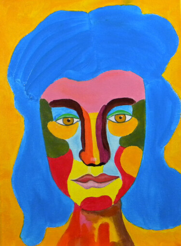 Peinture intitulée "Portrait au fond éc…" par Yvelise Séraphin, Œuvre d'art originale, Acrylique
