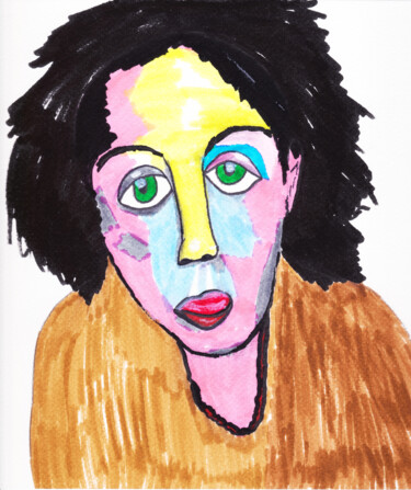 Peinture intitulée "Portrait de femme P…" par Yvelise Séraphin, Œuvre d'art originale, Marqueur