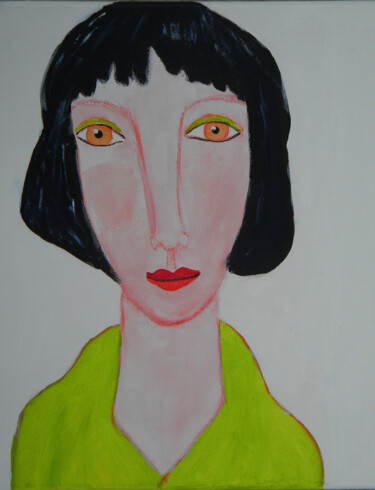Peinture intitulée "Portrait féminin mo…" par Yvelise Séraphin, Œuvre d'art originale, Acrylique