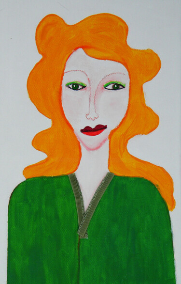 Painting titled "Portrait femme cont…" by Yvelise Séraphin, Original Artwork, Acrylic