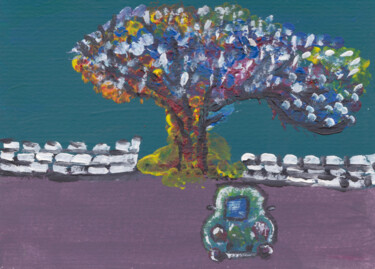 Peinture intitulée "Paysage moderne con…" par Yvelise Séraphin, Œuvre d'art originale, Gouache