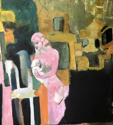 Peinture intitulée "Maternité" par Yvelise Holopherne, Œuvre d'art originale, Acrylique
