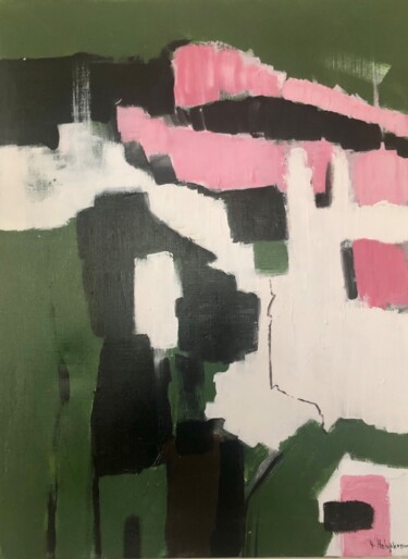 "Abstraction en vert…" başlıklı Tablo Yvelise Holopherne tarafından, Orijinal sanat, Akrilik Ahşap Sedye çerçevesi üzerine m…