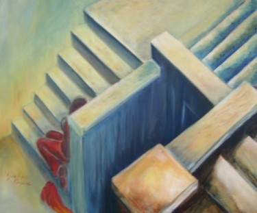 Peinture intitulée "L'escalier" par Yvelise Ponche, Œuvre d'art originale, Huile