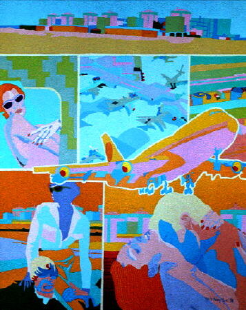 Painting titled "Airport" by Yves Aubrymore, Original Artwork