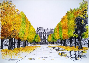 Painting titled "Le cours Cambronne…" by Yves Briais, Original Artwork, Acrylic
