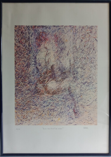 Printmaking titled "femme assise devant…" by Dubau, Original Artwork, Screenprinting