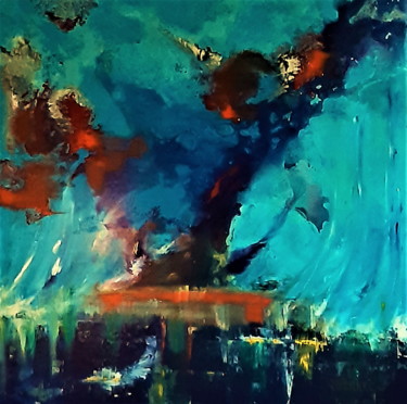 Painting titled "Deep Blue" by Yves Ferrec, Original Artwork, Acrylic