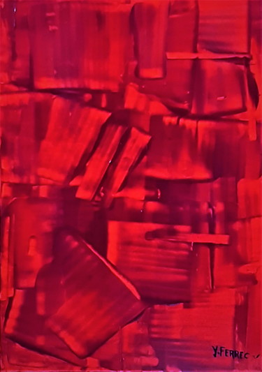 Painting titled "Ombres Rouges" by Yves Ferrec, Original Artwork, Oil