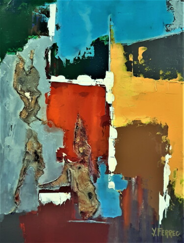 Painting titled "Derrière la Porte" by Yves Ferrec, Original Artwork, Acrylic