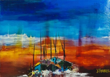 Painting titled "Escale en Atlantique" by Yves Ferrec, Original Artwork, Acrylic