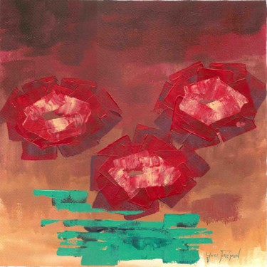 Peinture intitulée "Trois grosses fleur…" par Yves Frémin, Œuvre d'art originale