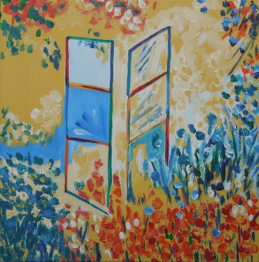 Peinture intitulée "Fenêtre sur jardin" par Yves Frémin, Œuvre d'art originale, Huile