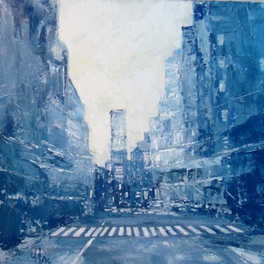 Peinture intitulée "Time-Square-70x70-cm" par Yves Lac, Œuvre d'art originale