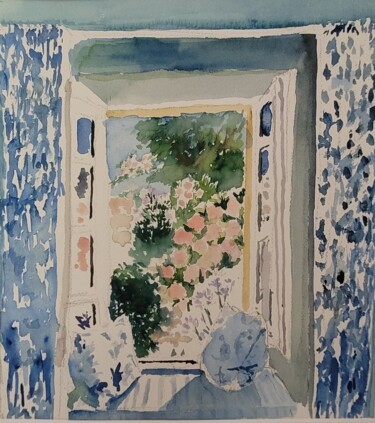 Pintura titulada "Fenêtre ouverte sur…" por Yves Le Brun, Obra de arte original, Acuarela