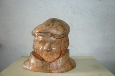 Sculpture titled "Gentil poulbot" by Yves Le Mauff, Original Artwork, Wood