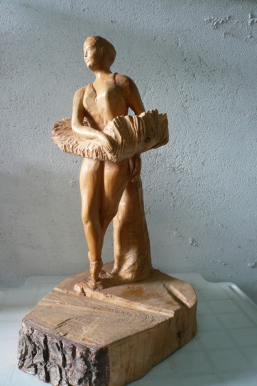 Скульптура под названием "Danseuse au repos" - Yves Le Mauff, Подлинное произведение искусства, Дерево