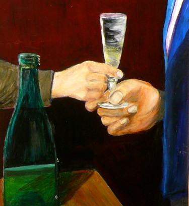 Malerei mit dem Titel "de main en main" von Yves Le Mauff, Original-Kunstwerk, Öl