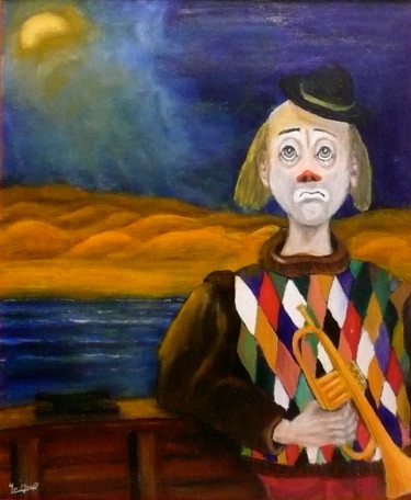 Peinture intitulée "Le blues du clown" par Yves Le Mauff, Œuvre d'art originale, Huile