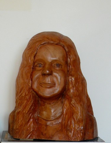 Sculpture titled "La rêveuse" by Yves Le Mauff, Original Artwork, Wood