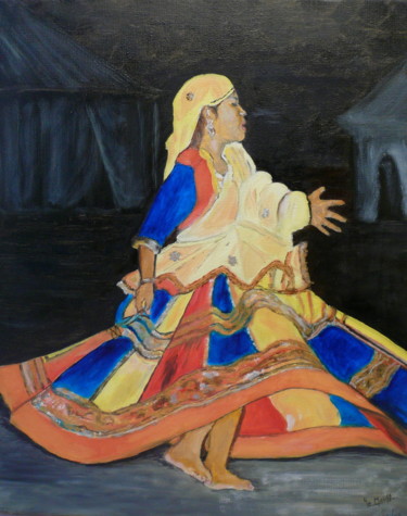 Pintura titulada "danseuse Birmane" por Yves Le Mauff, Obra de arte original, Oleo