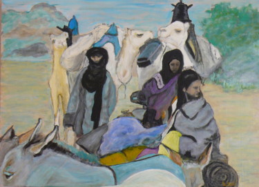 Schilderij getiteld "Caravane" door Yves Le Mauff, Origineel Kunstwerk, Olie