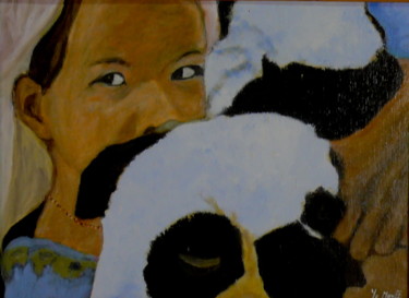 Pintura titulada "Mes chers moutons" por Yves Le Mauff, Obra de arte original, Oleo