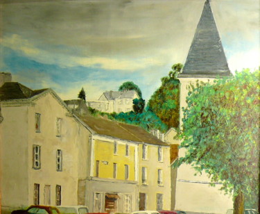 Painting titled "Le village" by Yves Le Mauff, Original Artwork, Oil