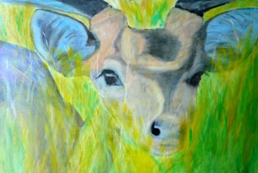 Painting titled "Yeux de biche" by Yves Le Mauff, Original Artwork, Oil