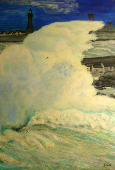 Peinture intitulée "La vague brisée" par Yves Le Mauff, Œuvre d'art originale, Huile