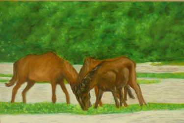 Painting titled "L'herbe tendre" by Yves Le Mauff, Original Artwork, Oil