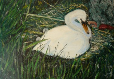 Peinture intitulée "Le nid" par Yves Le Mauff, Œuvre d'art originale, Huile