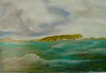 Painting titled "Une île" by Yves Le Mauff, Original Artwork, Oil