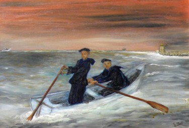 Pittura intitolato "L'école des mousses…" da Yves Le Mauff, Opera d'arte originale