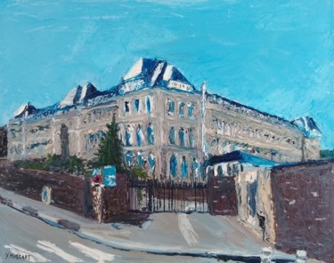 Painting titled "Lycée Saint Charles" by Yves Mascart, Original Artwork, Oil Mounted on Wood Stretcher frame