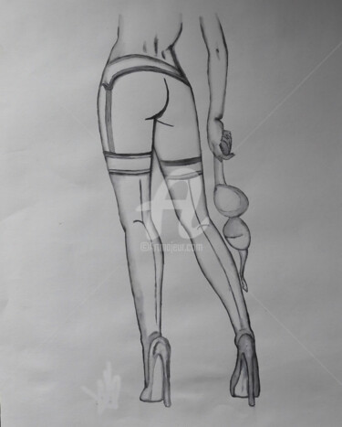 Desenho intitulada "femme nue et sexy" por Yves Maurice, Obras de arte originais, Tinta
