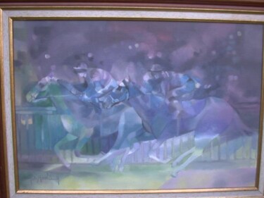 Painting titled "Course de chevaux" by Yves Meriel-Bussy, Original Artwork
