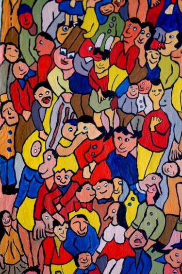 Painting titled "fete" by Yves Perrin, Original Artwork, Oil