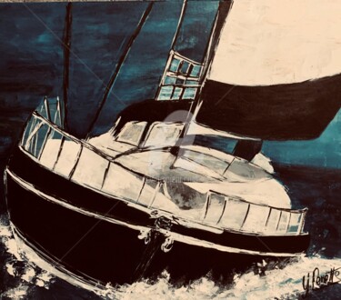 Peinture intitulée "Sortie en Mer" par Yves Perrotte, Œuvre d'art originale, Acrylique Monté sur Châssis en bois