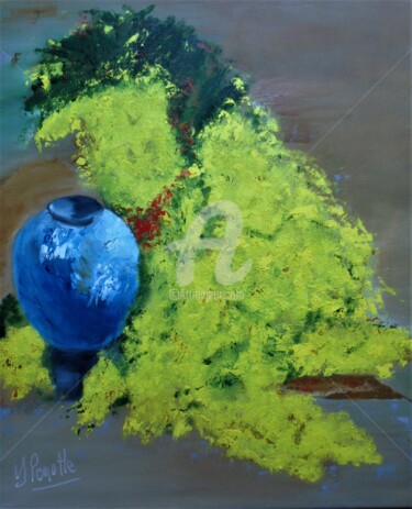 Painting titled "Vase Bleu" by Yves Perrotte, Original Artwork, Acrylic