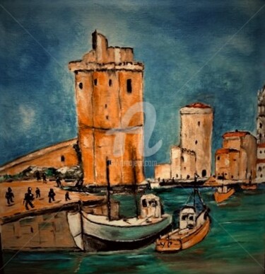 Painting titled "Port de La Rochelle" by Yves Perrotte, Original Artwork, Oil